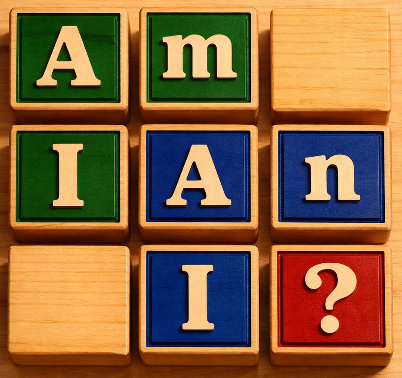 Am I an I — letter blocks